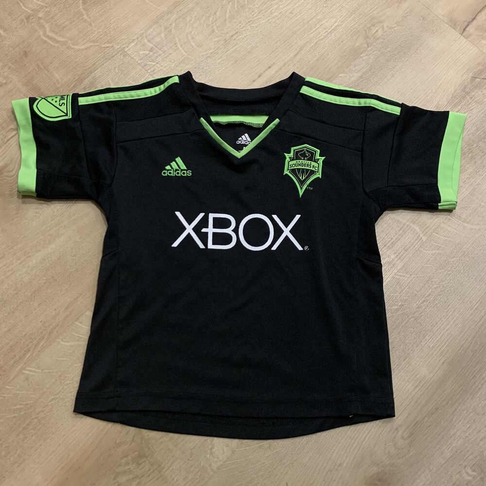 Adidas MLS Seattle Sounders 2014 Soccer Jersey Kids Boys 4T 4 Toddler Black XBOX